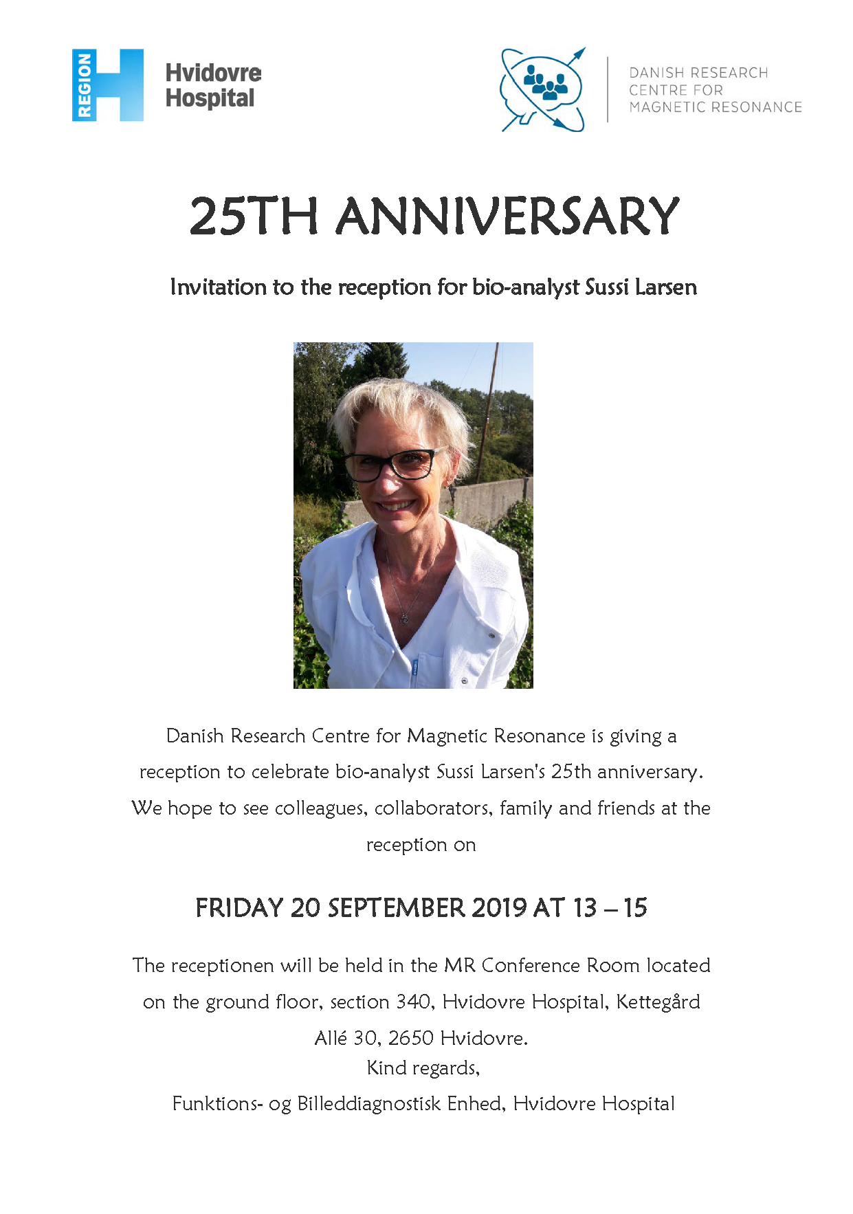 Sussi Larsen 25 års jubilæum invitation UK